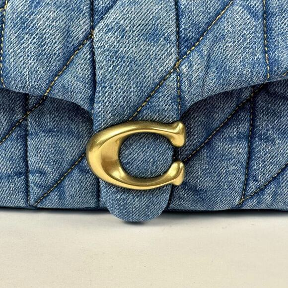 Coach Tabby CR701 Denim Brass/Indigo Shoulder Bag 20 With Quilting - Picture 7 of 14